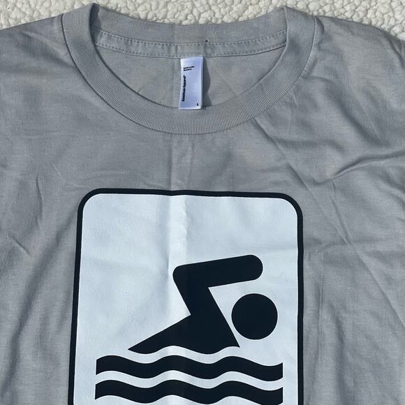 American Apparel T-Shirt Swimming I Found Bacon Top Womens Size Large - Picture 3 of 8